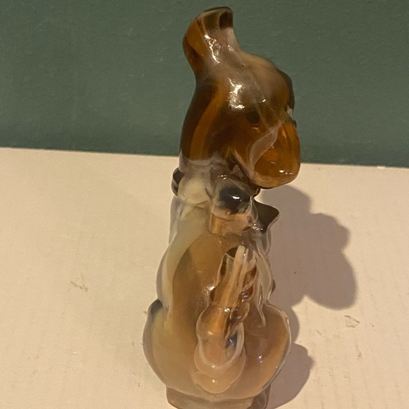 Heisey Imperial Ohio? Carmel Parlour Pup Terrier Tail Up Bow Slag Glass Dog - Picture 4 of 8